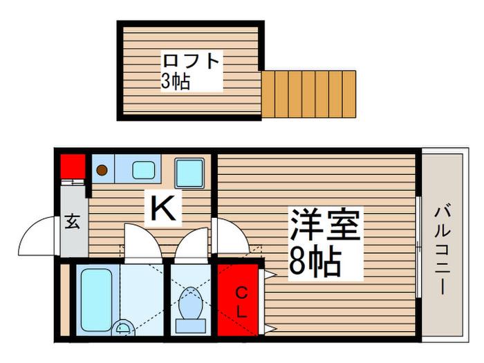 グランドメゾン(1K/2階)の間取り写真