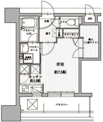 アクタス天神北(ワンルーム/6階)の間取り写真