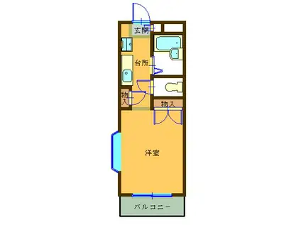 ロワールハイム(1K/2階)の間取り写真