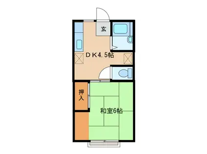 セピアコーポB(1DK/2階)の間取り写真