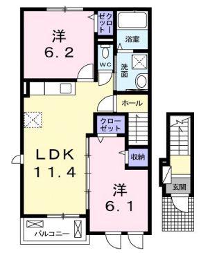 ラフレシールE(2LDK/2階)の間取り写真