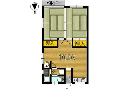 女の都グリーンハイツ1(2LDK/2階)の間取り写真