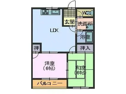ムーニー室賀(2LDK/2階)の間取り写真