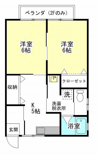 コーポ住まいる(2DK/2階)の間取り写真