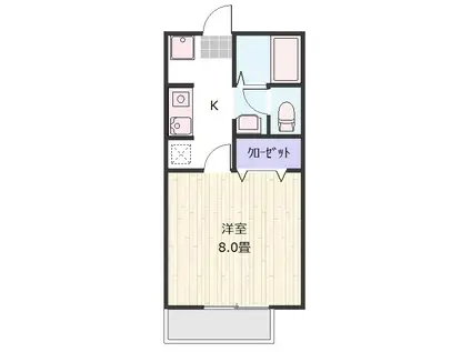 サンビレッジ川端(1K/1階)の間取り写真