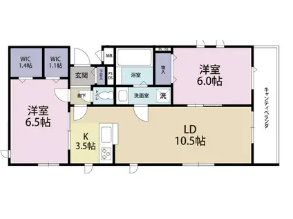 FLEUR平井(2LDK/4階)の間取り写真