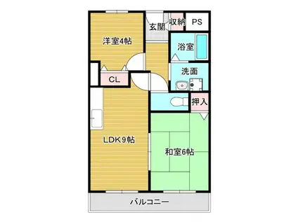 ヴィラ狭山(2DK/3階)の間取り写真