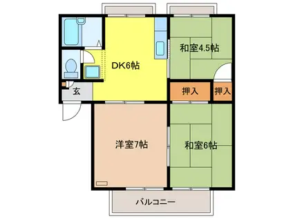 セラミックハウスBEE(3DK/2階)の間取り写真