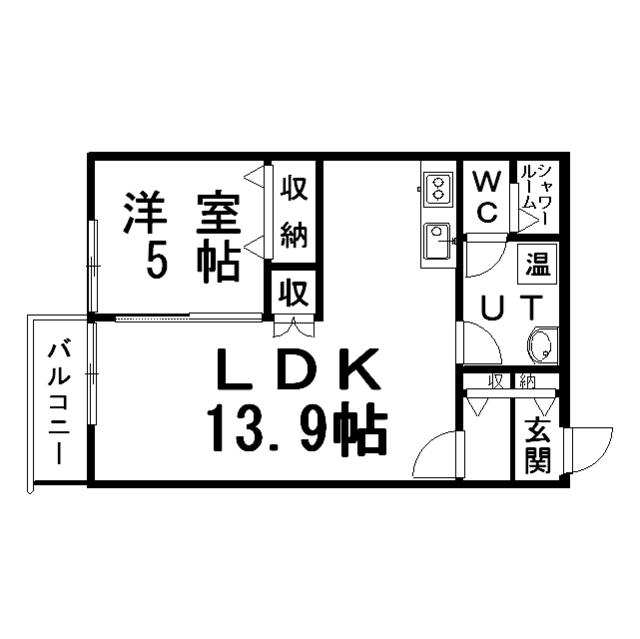 LIBERTA白金(1LDK/1階)の間取り写真