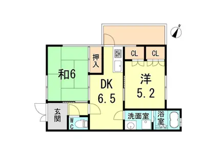 須磨寺ハイム(2DK/2階)の間取り写真