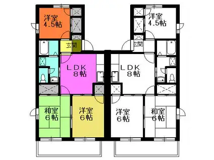 ビューパレーさくら II(3LDK/2階)の間取り写真