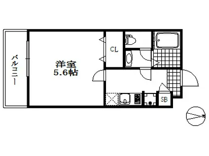 リブリ・新神戸(1K/2階)の間取り写真