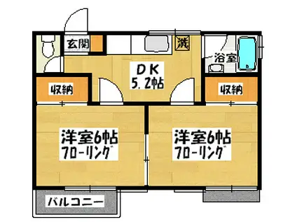 しらゆり荘(2DK/2階)の間取り写真