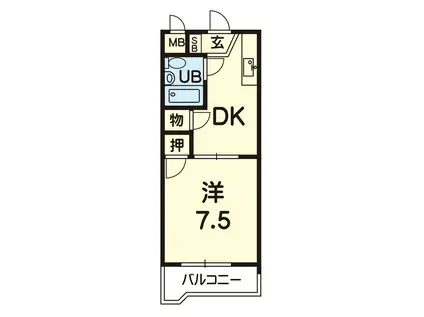 シャルム熊本NO.1(1DK/2階)の間取り写真