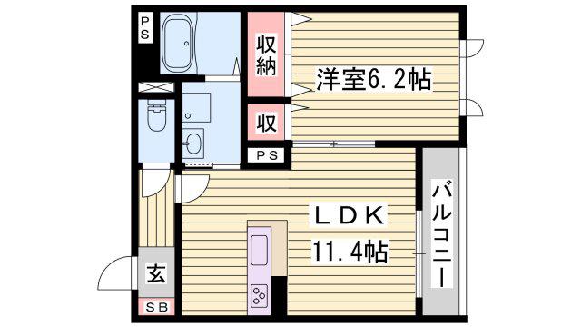 カルムリー福崎C(1LDK/1階)の間取り写真