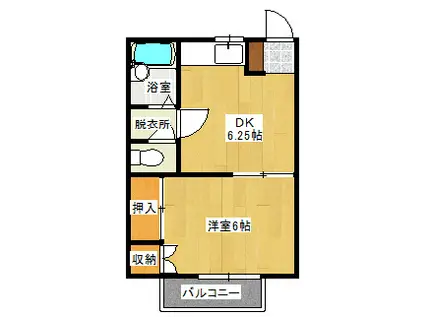 KEIYO東根(1DK/3階)の間取り写真