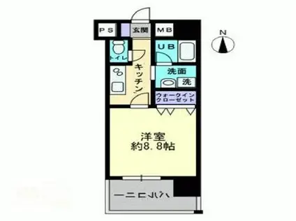 ハアラン高柳(1K/3階)の間取り写真