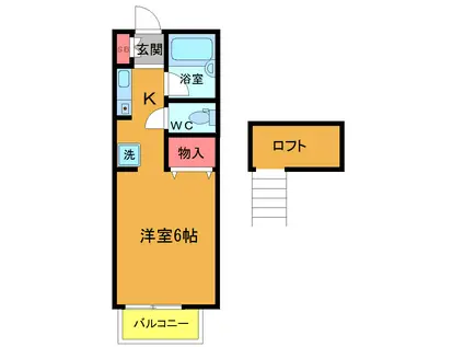 ハイツフラワーI(ワンルーム/2階)の間取り写真
