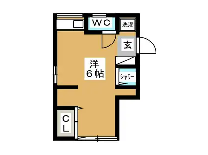 ふくち荘(ワンルーム/1階)の間取り写真
