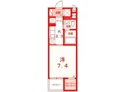ヴィレッジ YUUKI(1K/4階)の間取り写真
