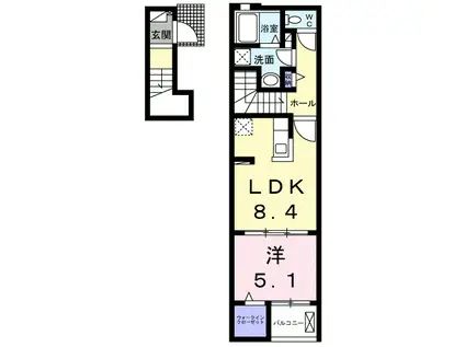 浅江6丁目アパートA(1LDK/2階)の間取り写真