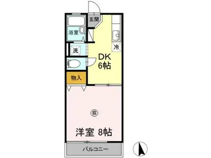 中ノ島ハイツB(1DK/1階)の間取り写真
