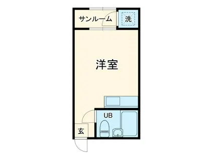 カームコートA(ワンルーム/2階)の間取り写真