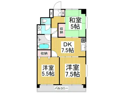 松本ナンバメゾン(3DK/3階)の間取り写真