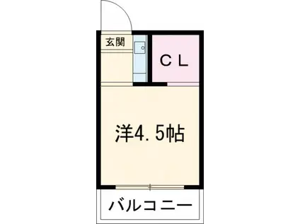 駒崎マンション(ワンルーム/2階)の間取り写真