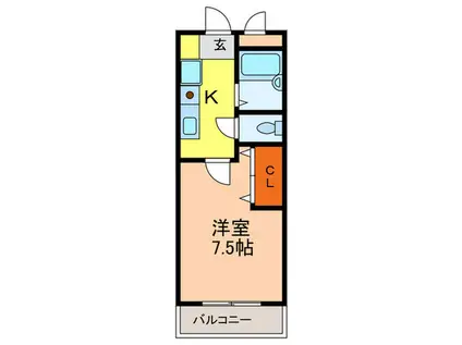 クレール宝塚II(1K/2階)の間取り写真