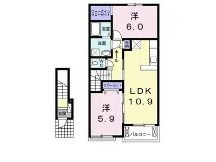 セジュール志村Ⅱ(2LDK/2階)の間取り写真