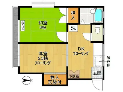 ヨコヤマ・コーポ(2DK/1階)の間取り写真