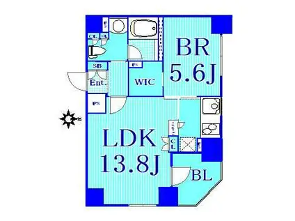 ドゥーエ横濱桜木町(1LDK/5階)の間取り写真