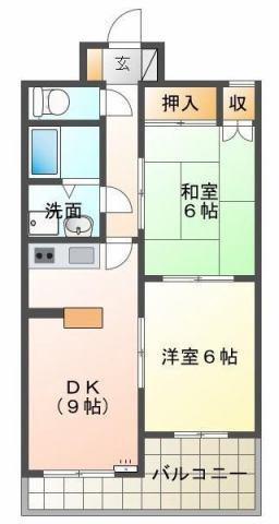 エーデルハイムK(2DK/1階)の間取り写真