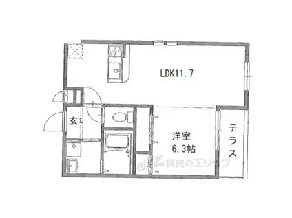 フジパレス上神田Ⅱ番館(1LDK/1階)の間取り写真