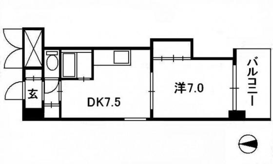 ミッションデルタ(1DK/6階)の間取り写真