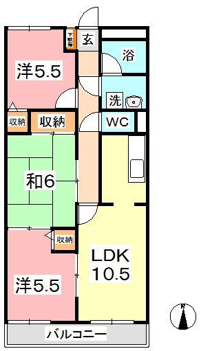 デューク白楽町 I(3LDK/1階)の間取り写真