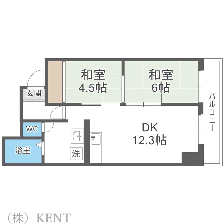 ドミ西野(2LDK/4階)の間取り写真