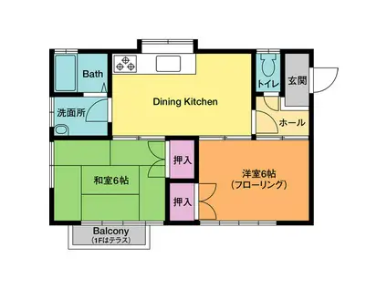 ラ・レコルト(2DK/2階)の間取り写真