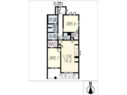 ウノディローロ(2LDK/4階)の間取り写真