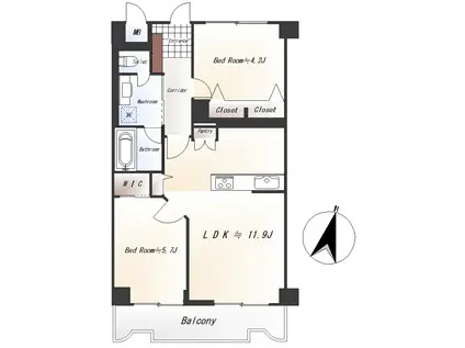 NICハイム鶴見中央通(2LDK/10階)の間取り写真