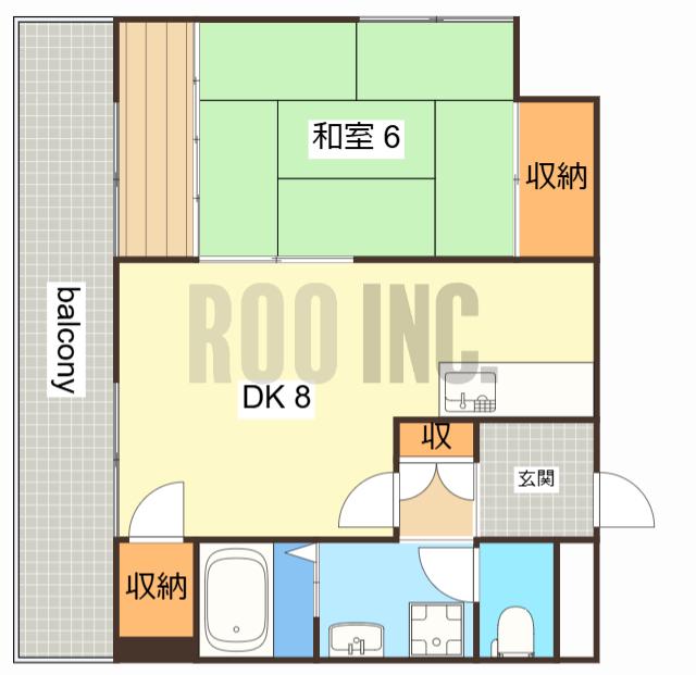 グランドハイツ(1DK/6階)の間取り写真