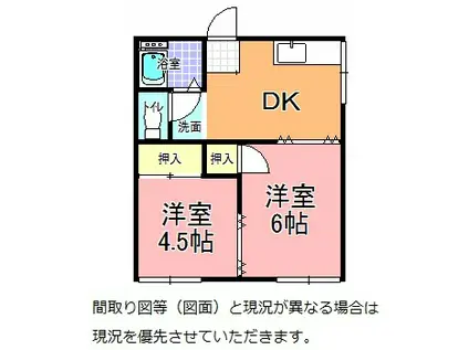 日吉ハイツ(2DK/1階)の間取り写真