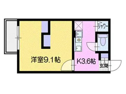 第二恵志寮(1K/2階)の間取り写真
