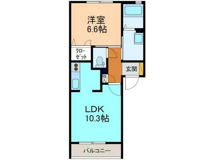 SH・アネックスF(1LDK/1階)の間取り写真