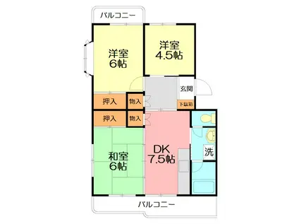 水引カワイマンション(3DK/2階)の間取り写真