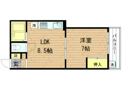 リードIIオカダマンション(1LDK/3階)の間取り写真