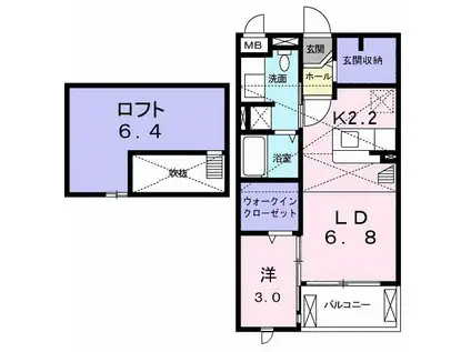 プリメーラ(1LDK/2階)の間取り写真