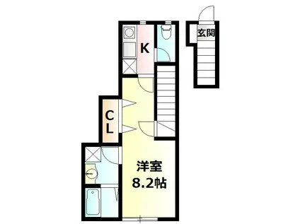 クラウンハイツI(1K/2階)の間取り写真