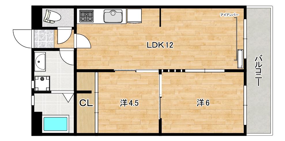 新南千里マンション(2LDK/3階)の間取り写真